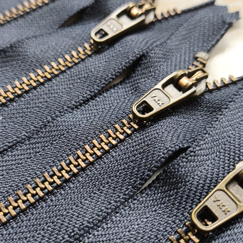 1 Lusin (12pcs) Resleting Celana Levis/Jeans YKK MGK-49 Gigi Bakar Variasi Navy (Biru Dongker) 4 inc