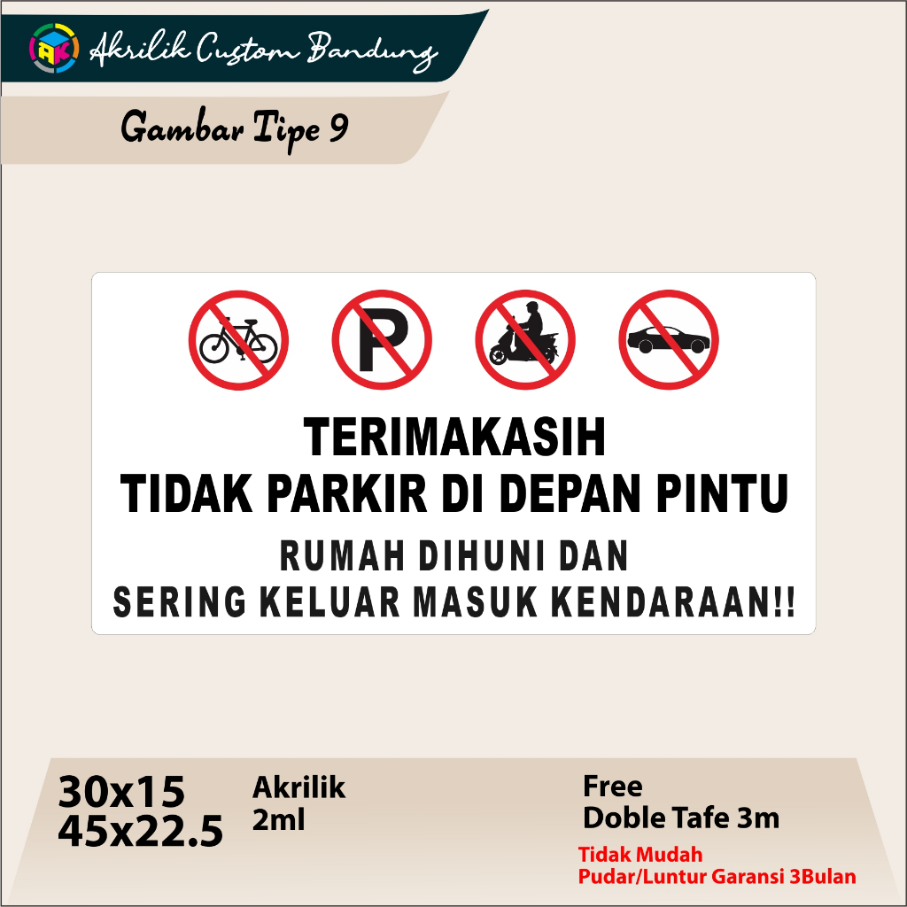 

AKRILIK CUSTOM DILARANG PARKIR TIPE 9 ACRYLIC CUSTOM SIGNAGE PARKIR