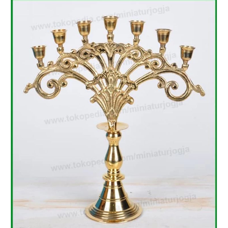 Tempat Lilin Cabang 7 Kuningan Tempat Lilin Kipas Candle Holder