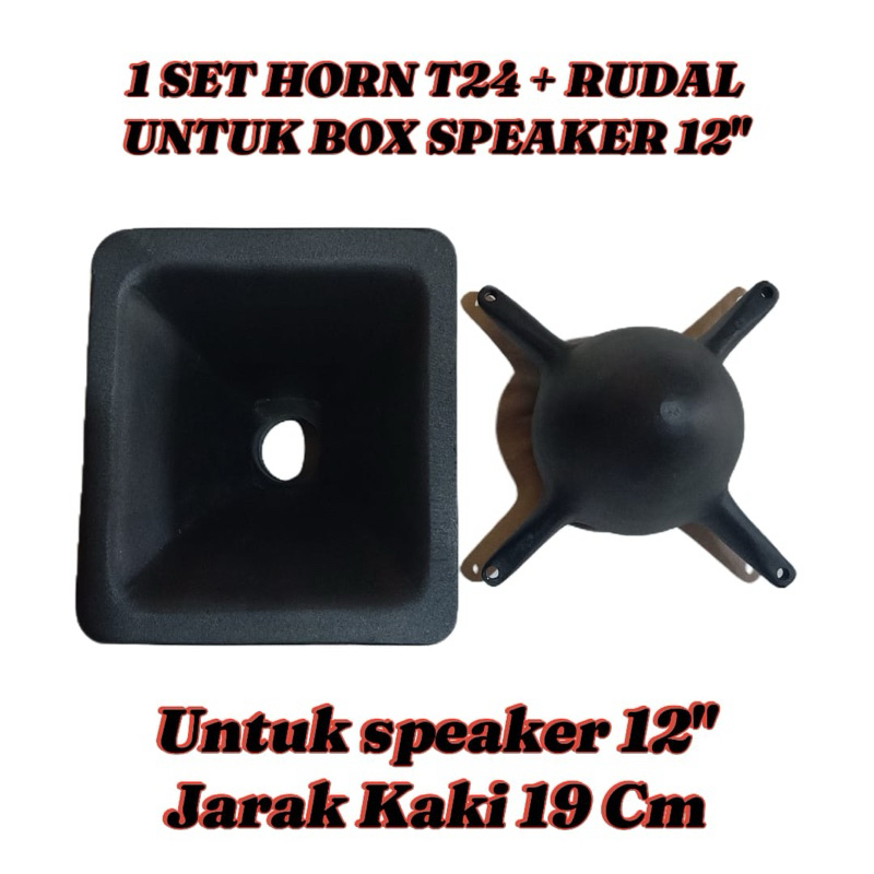 HORN T24 + RUDAL ( phaseplug ) DIRAL/COR ALMUNIUM UNTUK SPEAKER 12 IN ( WARNA HITAM )