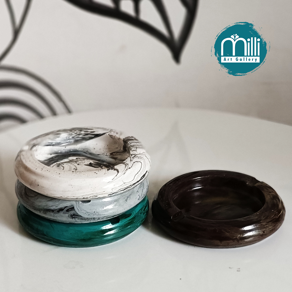 Asbak Bulat Motif Marmer/Asbak/Ashtray/Asbak Unik