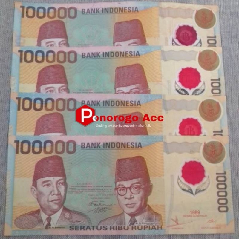 (Item Pilihan) Uang lama 100rb rupiah polymer plastik asli uang kuno gambar sukarno mawar merah