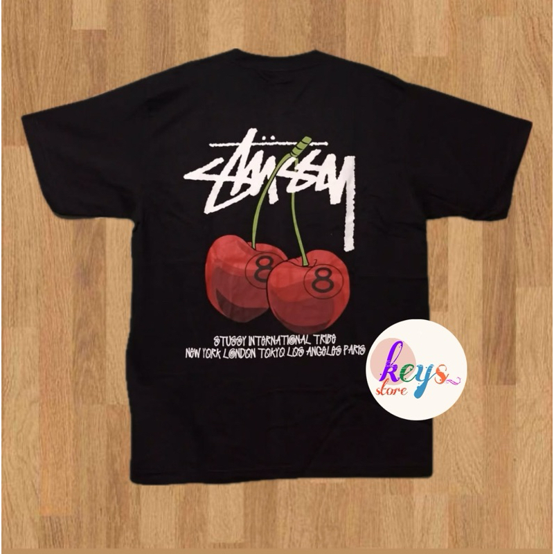(FREE PAPPER BAG) KAOS STUSSY CHERRY KAOS STUSSY BALL BILLIARD