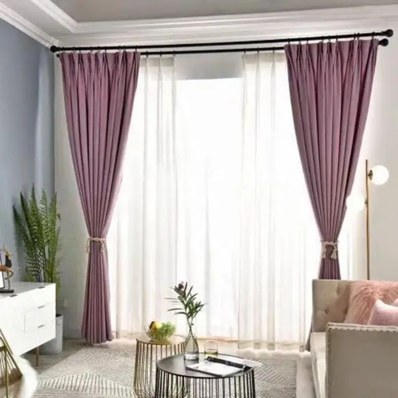 Gorden Purple Horden Ungu Tua Muda Light Dark Modern Curtains Living Room Bedroom Curtain Tirai Jend