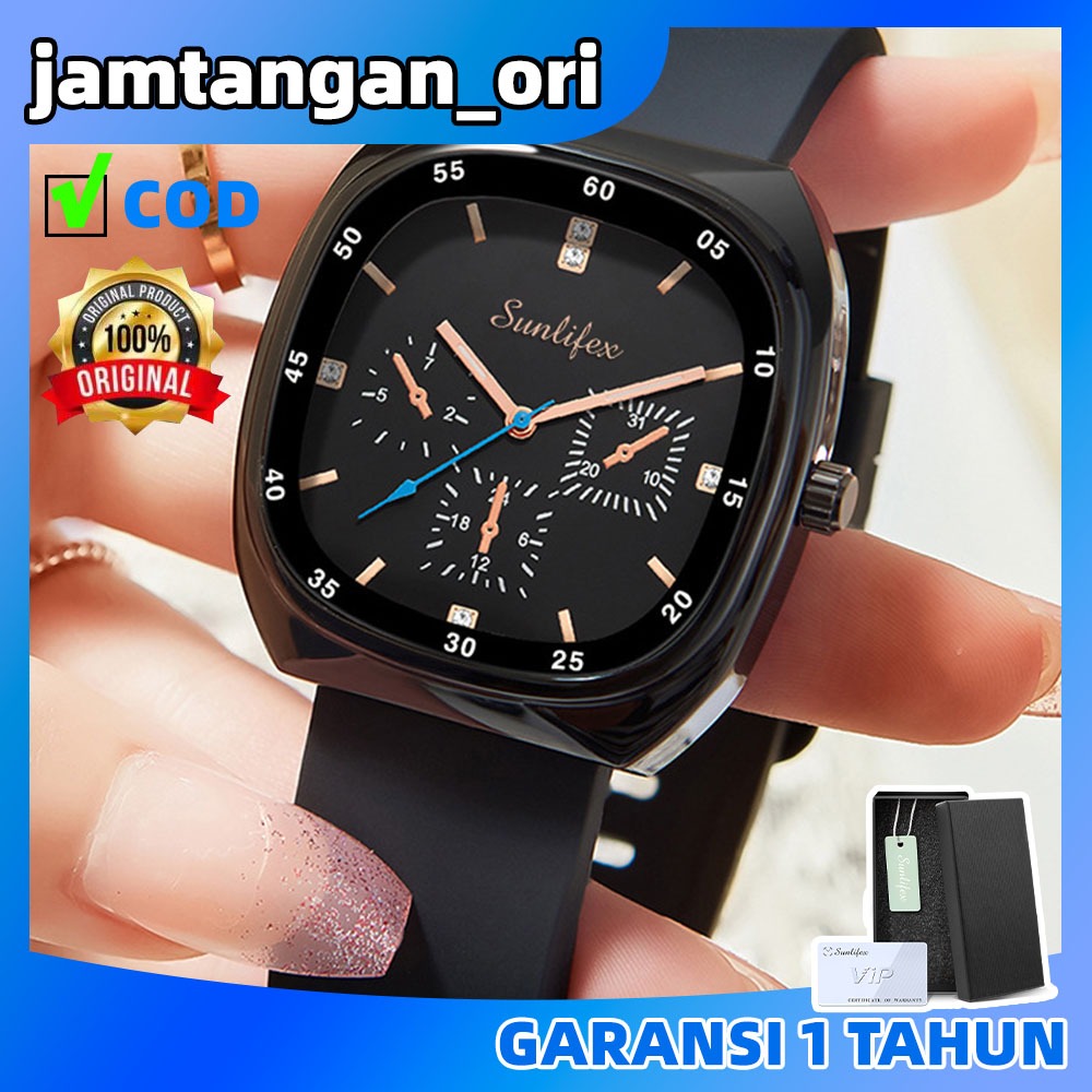 Niniiverse - Sunlifex Jam Tangan nita i Air Korean ik Style Kuarsa Luminous Tali Silikon Jam Tangan