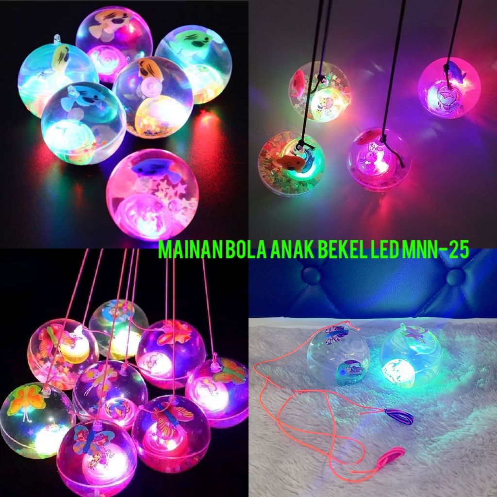 MAINAN BOLA NAK BEKEL LED MNN-25/Mainan Anak Bola Bekel LED Bola Karet