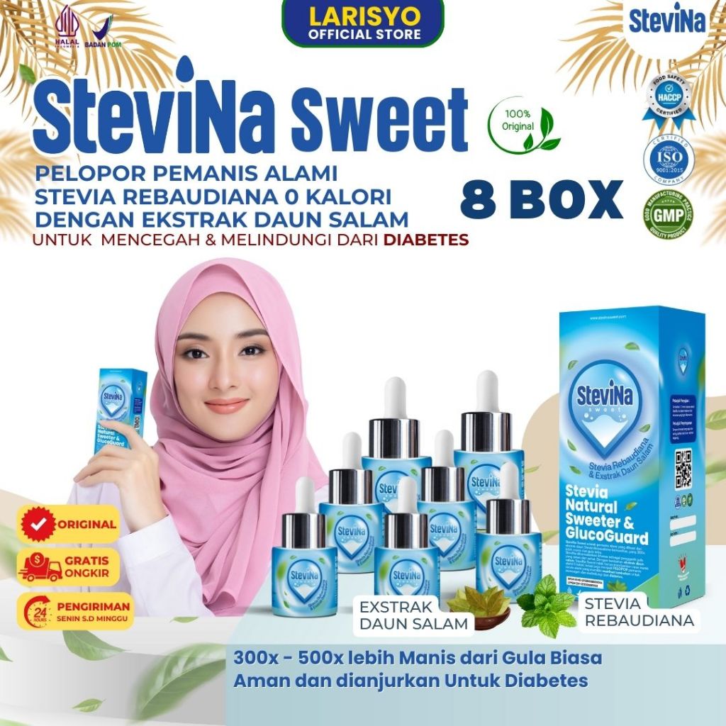 

Stevina Sweet Pemanis Alami 0 Kalori plus Herbal Daun salam Pengganti Gula Untuk Menjaga Berat Badan Ideal Kemasan 8 Botol 15ml
