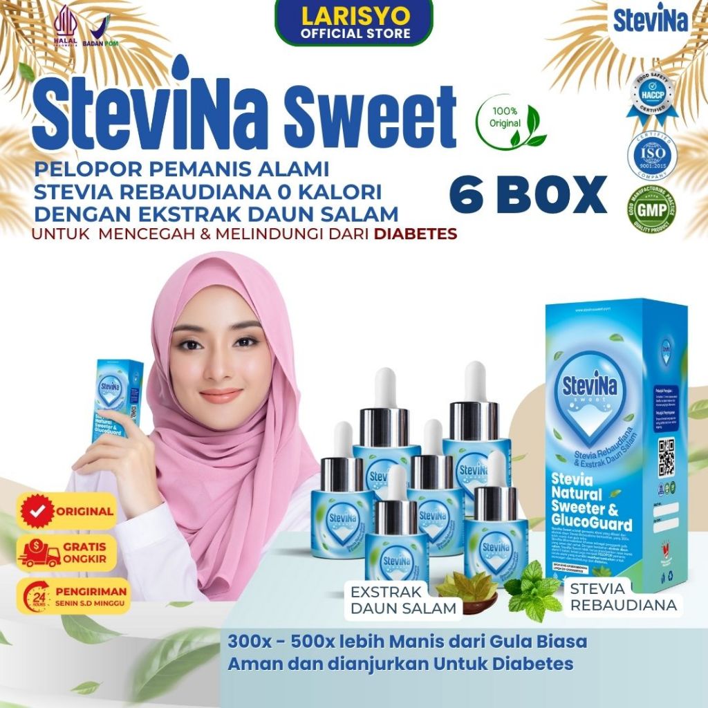 

Stevina Sweet Pemanis Alami 0 Kalori plus Herbal Daun salam Pengganti Gula Untuk Menjaga Berat Badan Ideal Kemasan 6 Botol 15ml