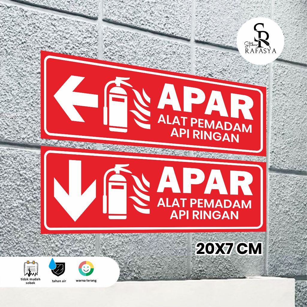 

STIKER APAR / Stiker Petunjuk Alat Pemadam Api Safety Sign Ukuran 20x7cm + Dilaminasi Glosy