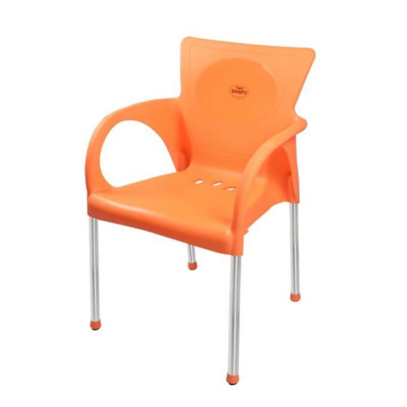 Kursi Plastik SHINPO FUGA 291. Kursi Bangku Teras Plastik Sandaran Sender Tangan Kaki Besi Stainless
