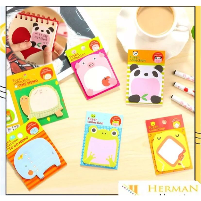 

HSM - Sticky Notes Motif Hewan Tempelan Kertas Catatan Memo Note Karakter Animal Mini Book Karakter Binatang Lucu