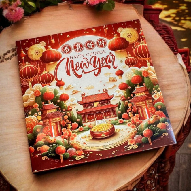 

( 10pcs ) Box marmer cake imlek 20x20x8 cm kotak kue lapis legit dus packaging hampers cny sincia