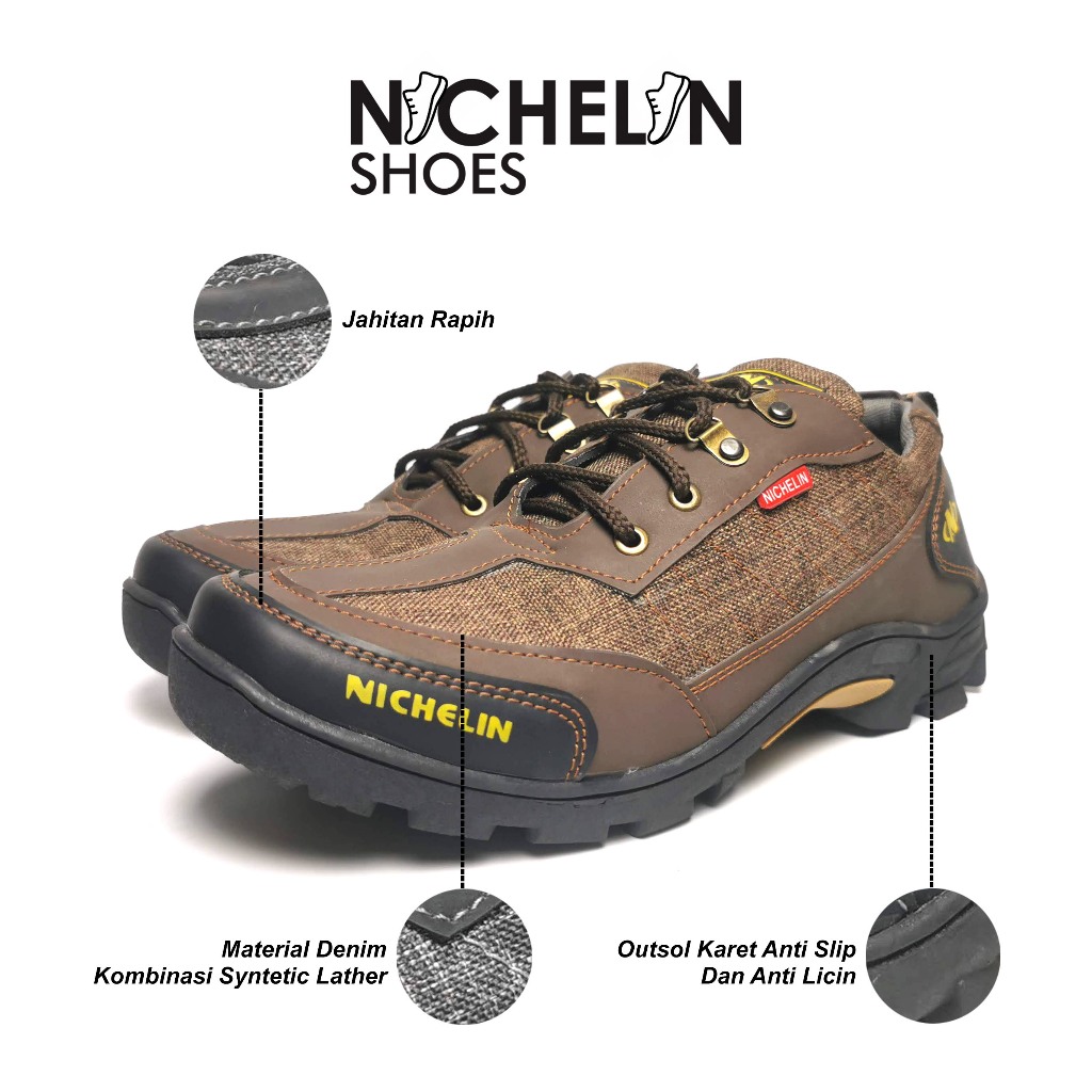 NICHELIN - SEPATU PRIA OUTDOOR ALAM SEPATU HIKING ADVENTURE SEPATU HIKING MENDAKI GUNUNG