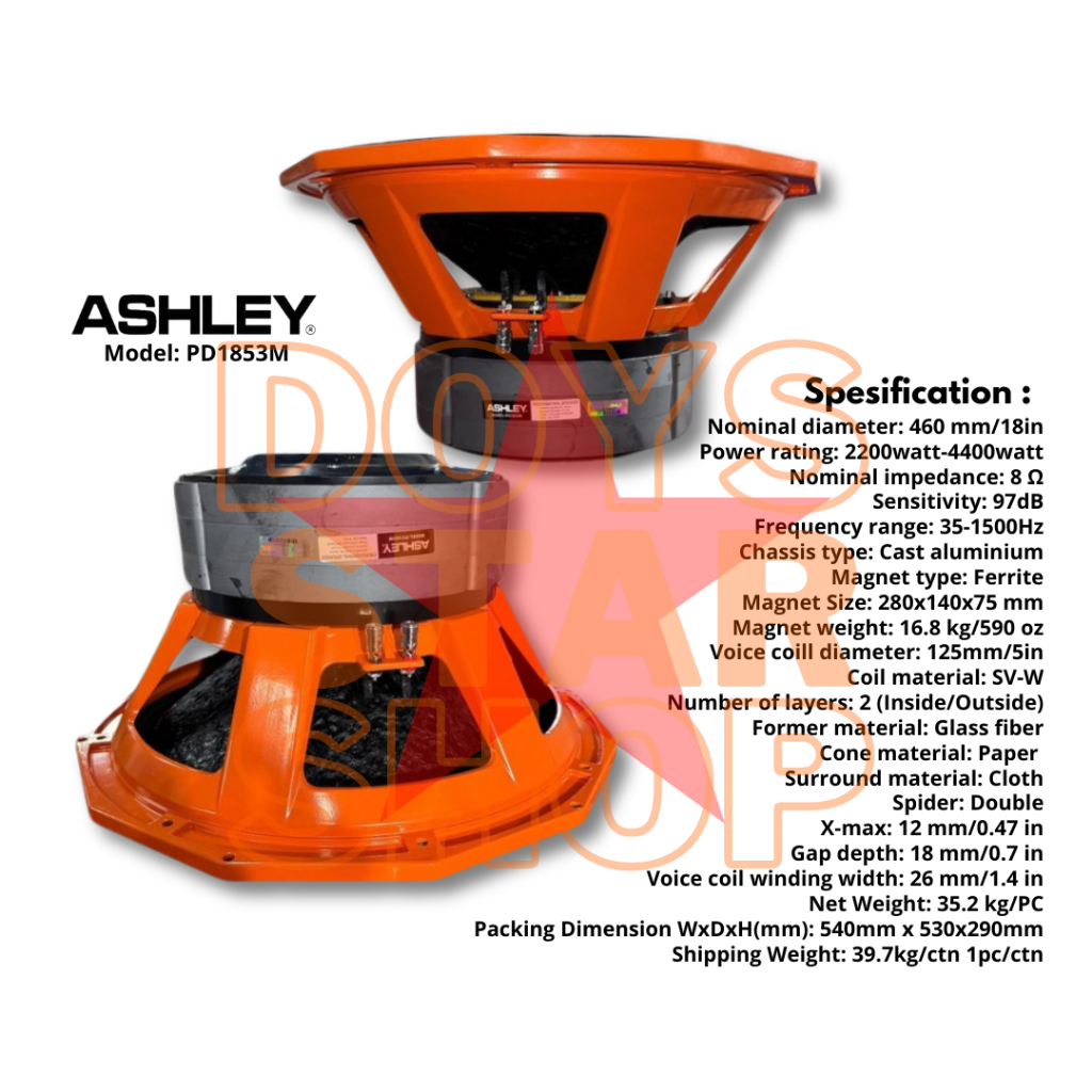 ORIGINAL PRODUK ASHLEY SPEAKER TRIPLE MAGNET PD1853M