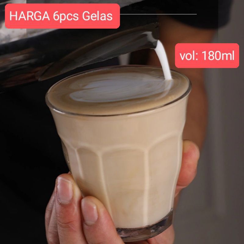 [6pcs] GELAS KOPI HITAM ESPRESSO 180ml/ Gelas Kopi Es Espresso Single Double Shot 608