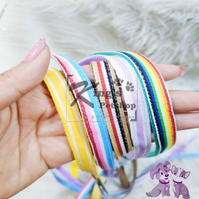 Kalung Kucing / Tali untuk Jalan-jalan / Collar Motif Garis Set