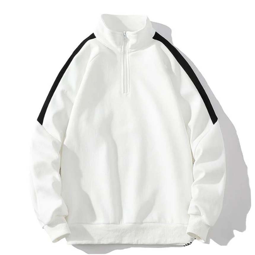 SWEATER HALF ZIP PUTIH  OVERSIZE PREMIUM UNISEX .SWEATER S-6XL HALF ZIP