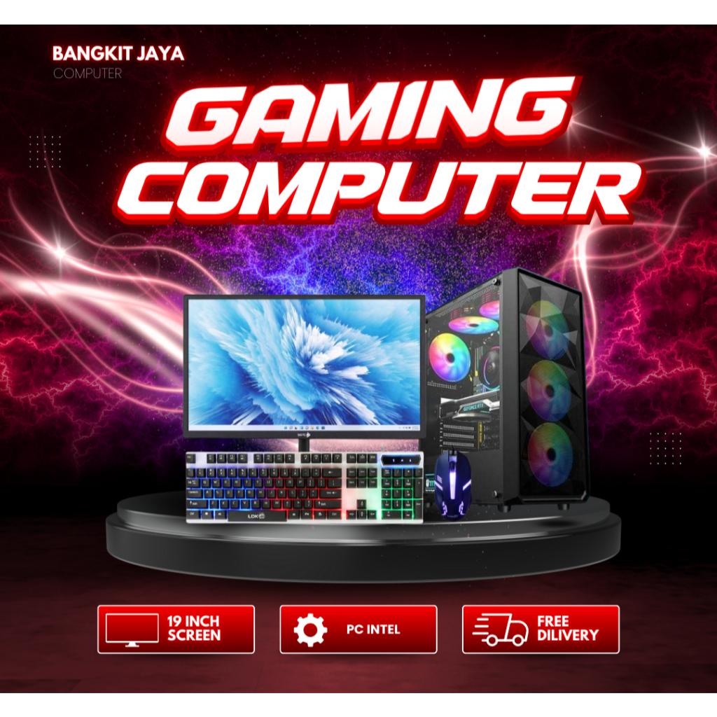 PC Gaming 1 Set intel i5  Ram 8GB Hdd 500GB LED 24 inch - komputer gaming full set murah