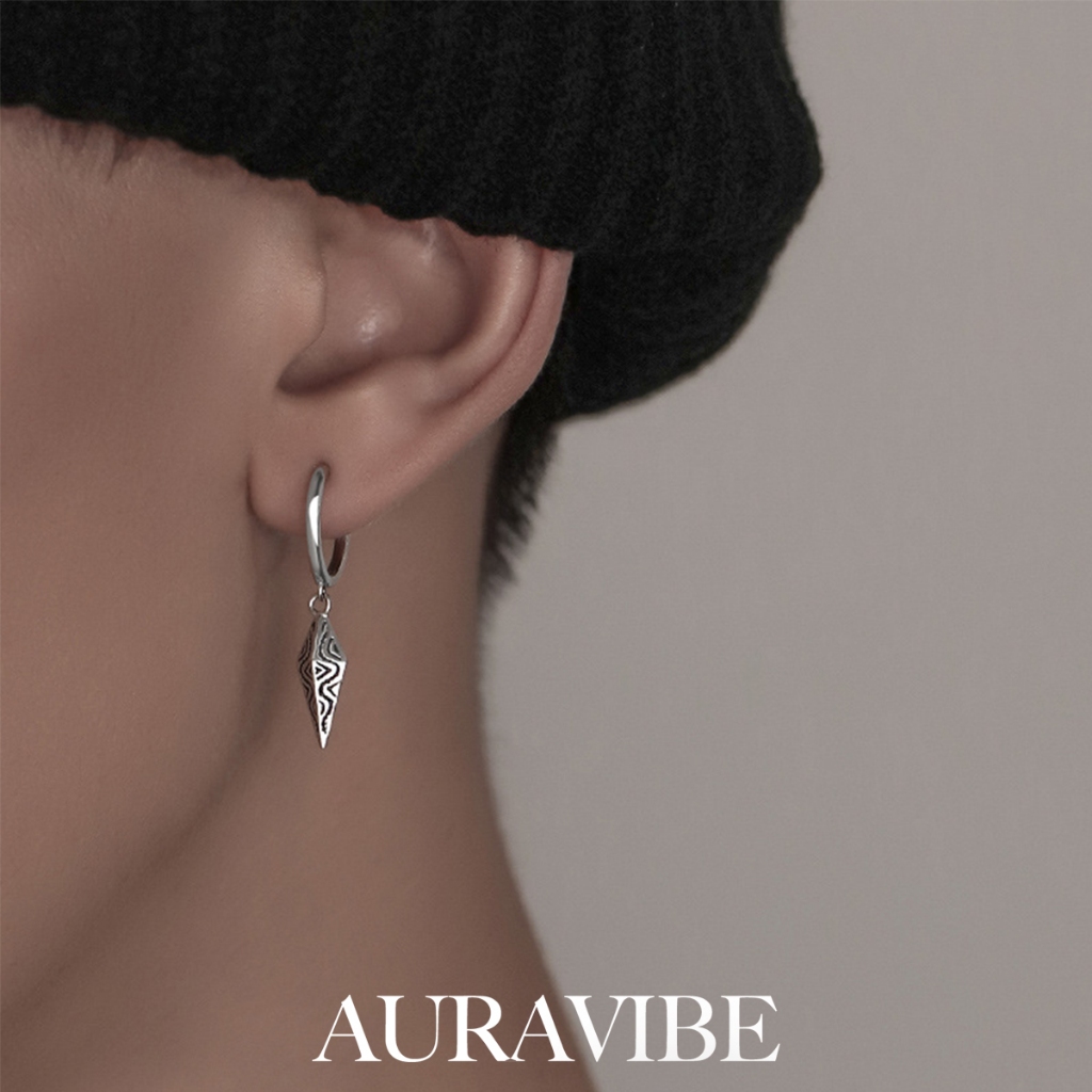 AURAVIBE Laki-laki berlian riak anting-anting kepribadian kecenderungan mundur desain tampan