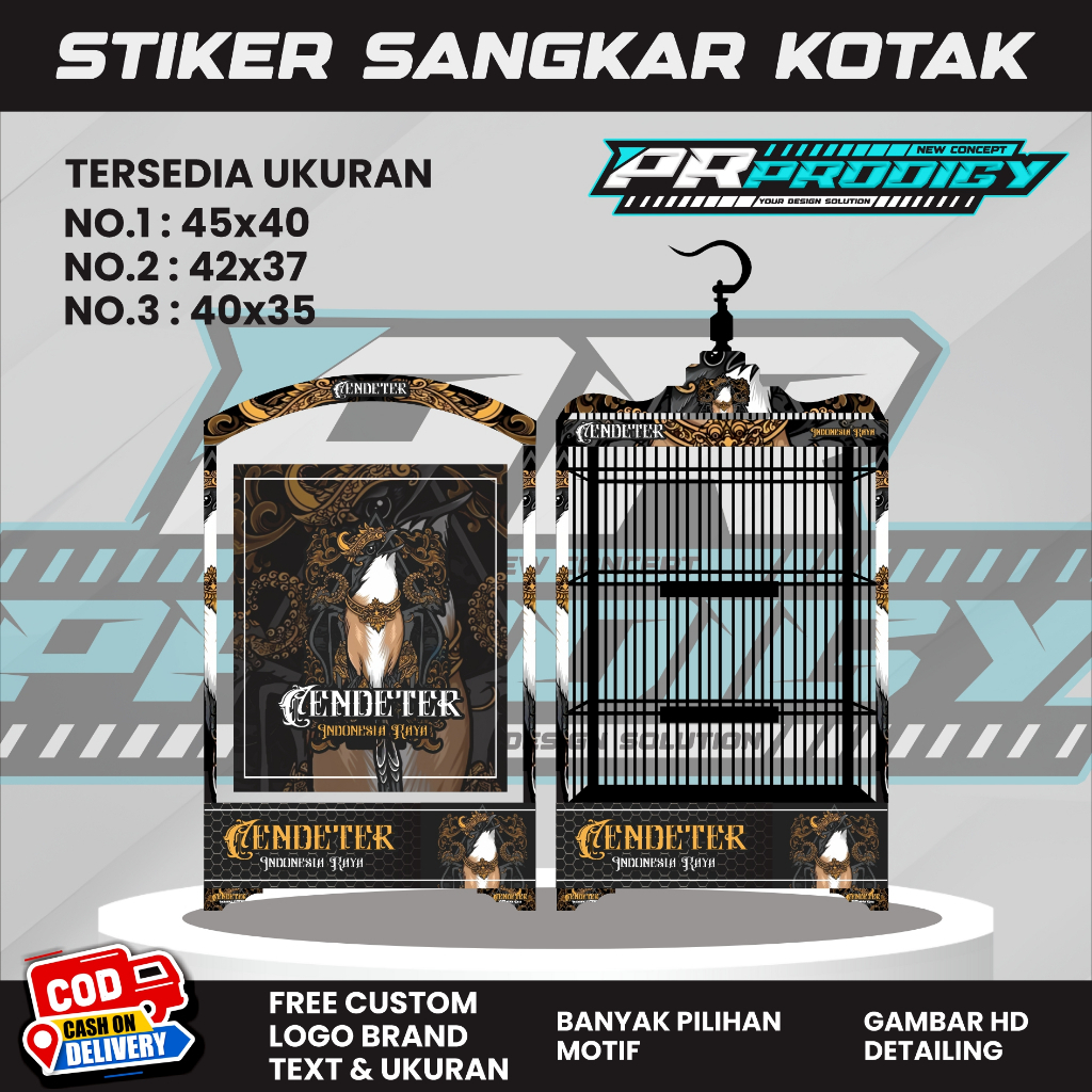 Stiker Decal Sangkar Burung / Sangkar Koper / Sangkar Kosan CENDETER ORNAMEN