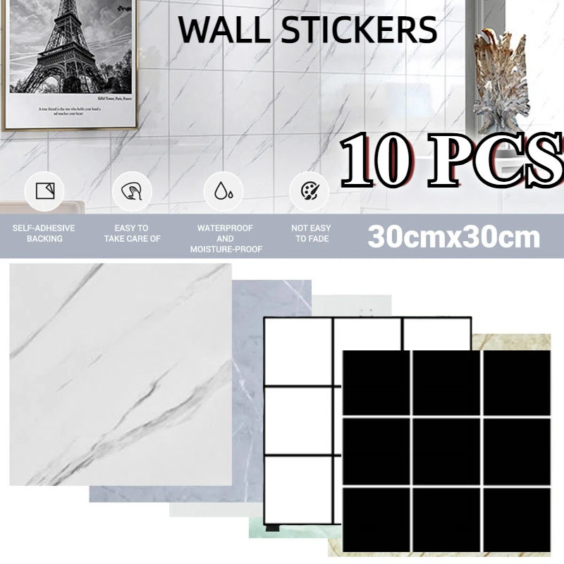 10pcs Wallpaper Dinding Wallpaper Kamar Mandi Anti Air Wallpaper Dinding Kamar Aesthetic Hiasan Kama