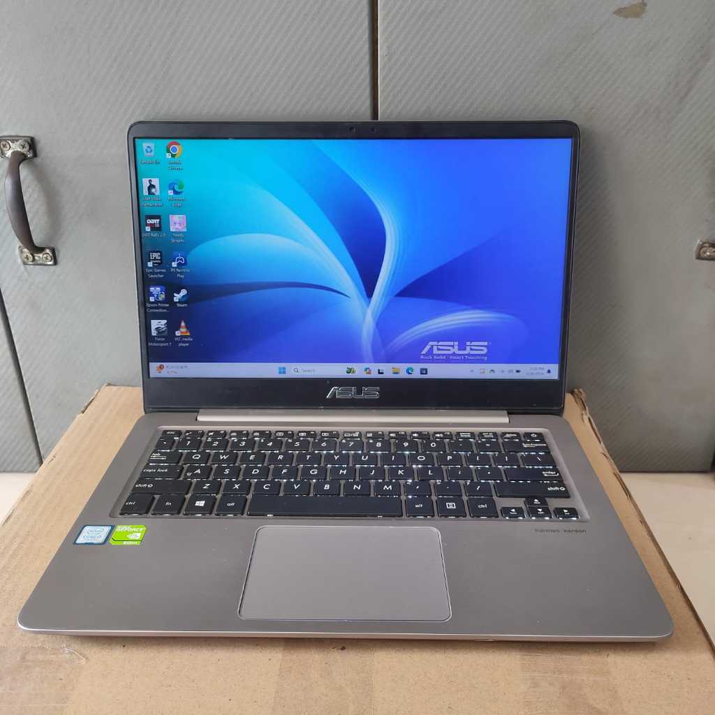 Asus Zenbook UX410UQK, Core i7-7500U, Gen 7Th, Backlight, Ngebut, Super Slim, Cantik, Lengkap, Gold