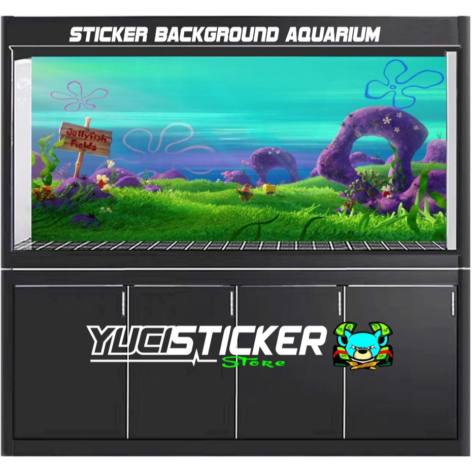 stiker aquarium/stiker background aquarium background Aquarium Bikini Bottom