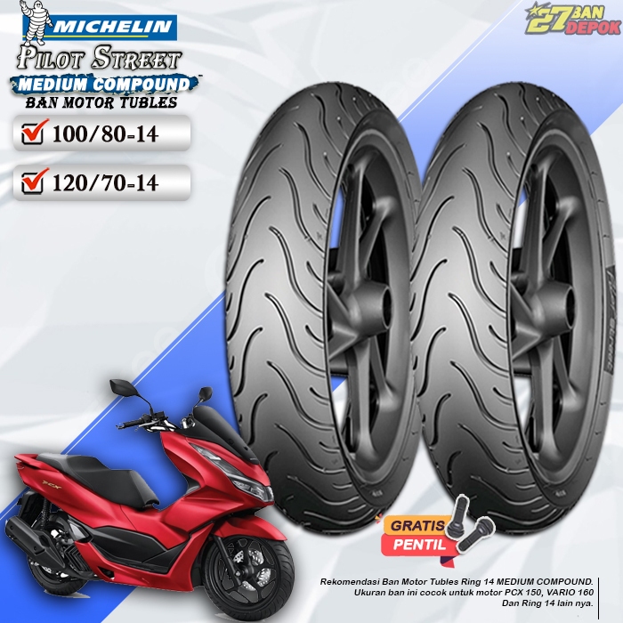 Ban Motor PCX 150 Michelin Pilot Street Ring 14 Tubles Ban Motor Tubeless Vario 160 PCX 150 Ring 14