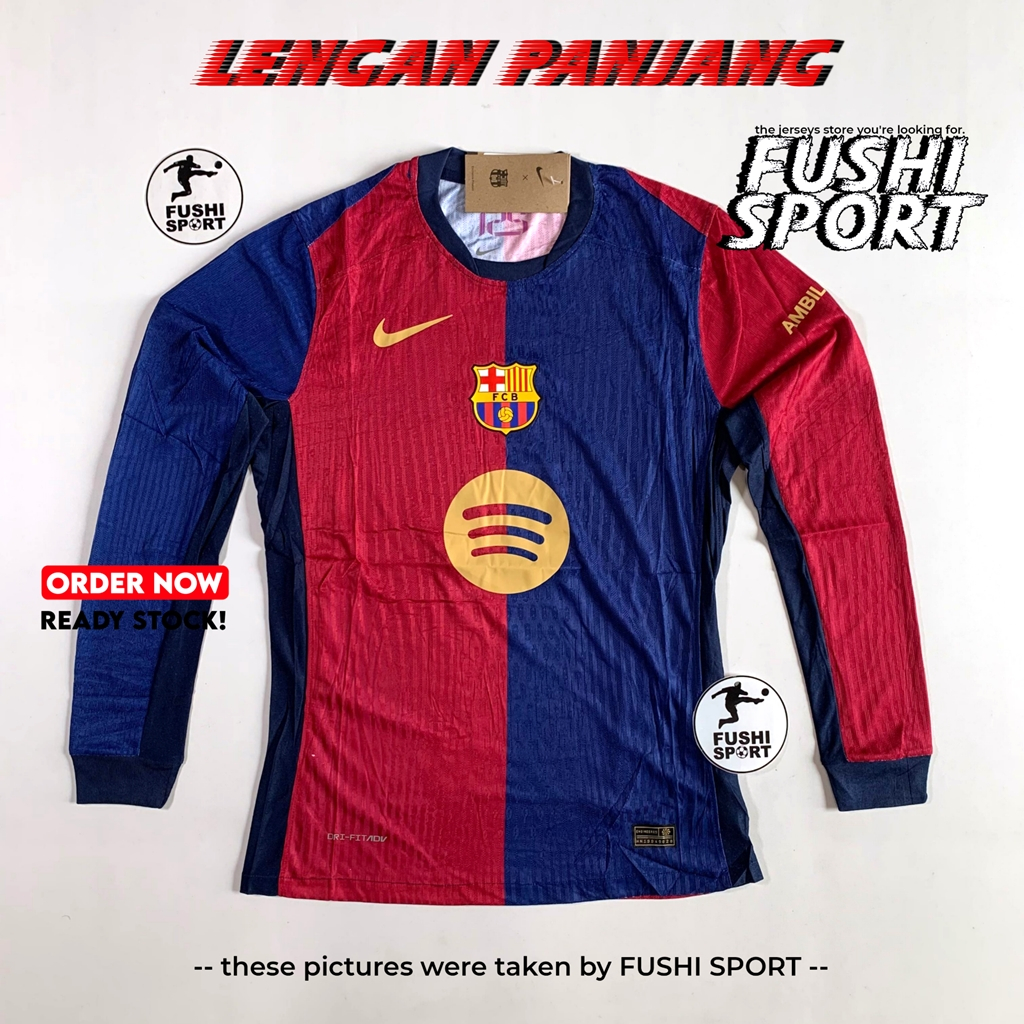 Player Issue | Jersey Baju Bola Barca Home 2024 2025 Lengan Panjang Long Sleeve Drifit Adv Vaporknit
