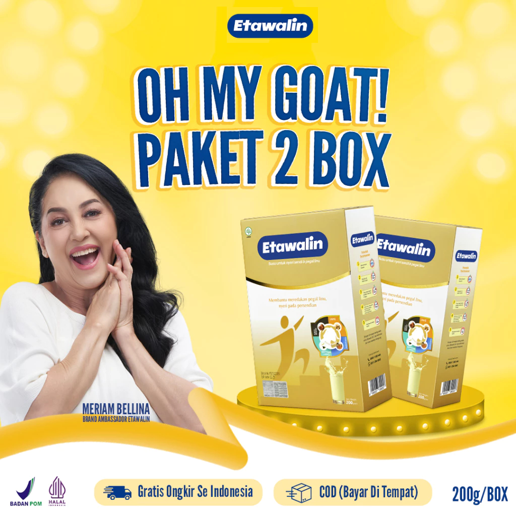 

Etawalin - Susu Etawa Herbal Memperkuat Tulang Atasi Nyeri Tulang Sendi Asam Urat 2 BOX