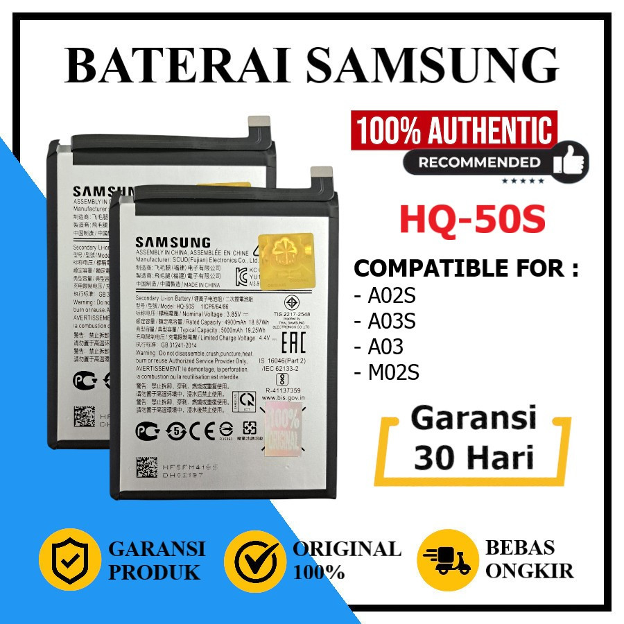 Baterai Samsung For Galaxy A02S / Galaxy A03S / Galaxy A03 / Galaxy M02S HQ-50S Original