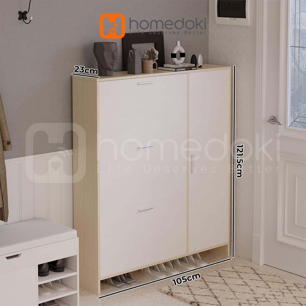 Homedoki Rak Sepatu Minimalis/Rak Sepatu Susun/Rak Sepatu Tertutup/Rak Sepatu Serbaguna