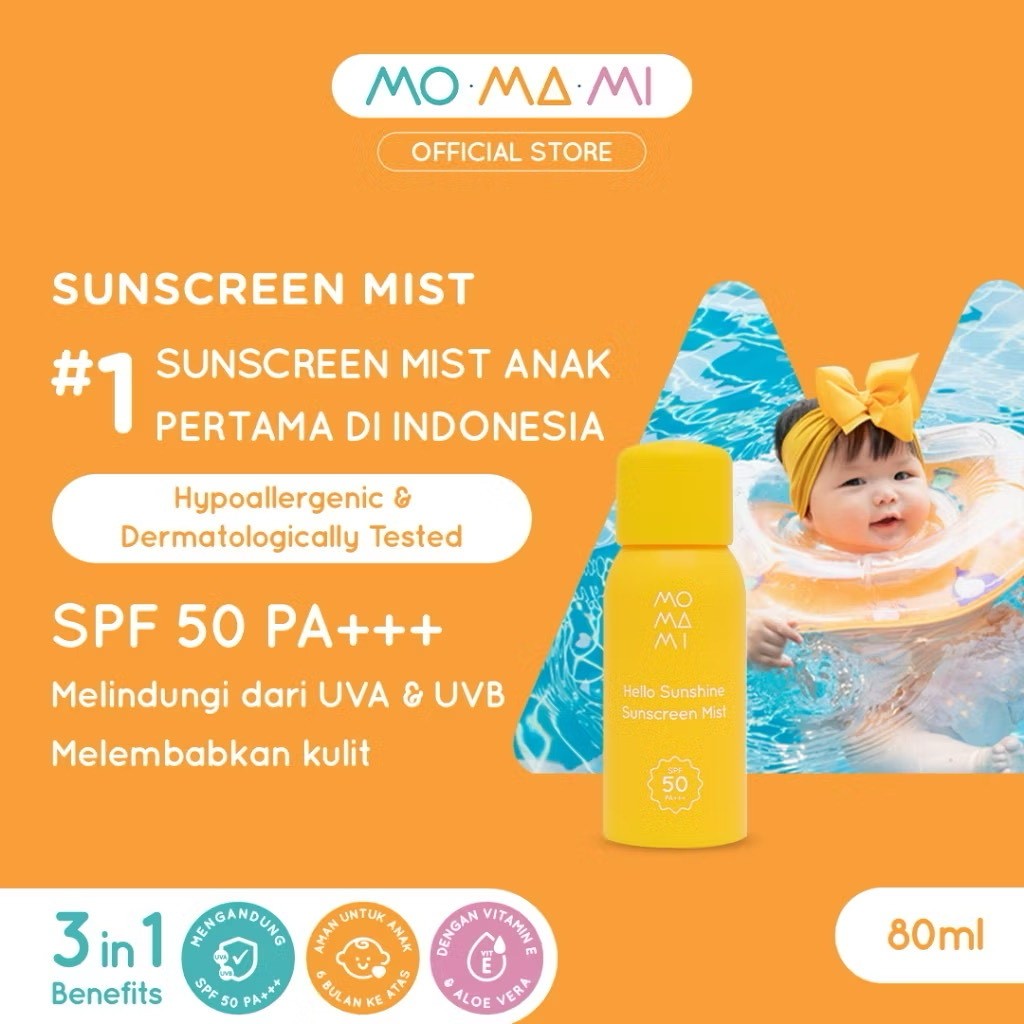 Momami Hello Sunshine Sunscreen Mist SPF 50 PA+++ / Sunscreen Spray Anak RB11