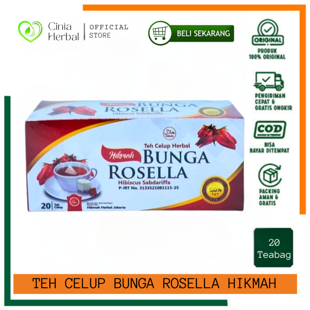 

Teh Celup Bunga Rosella Rosela Hikmah Herbal Asli Original