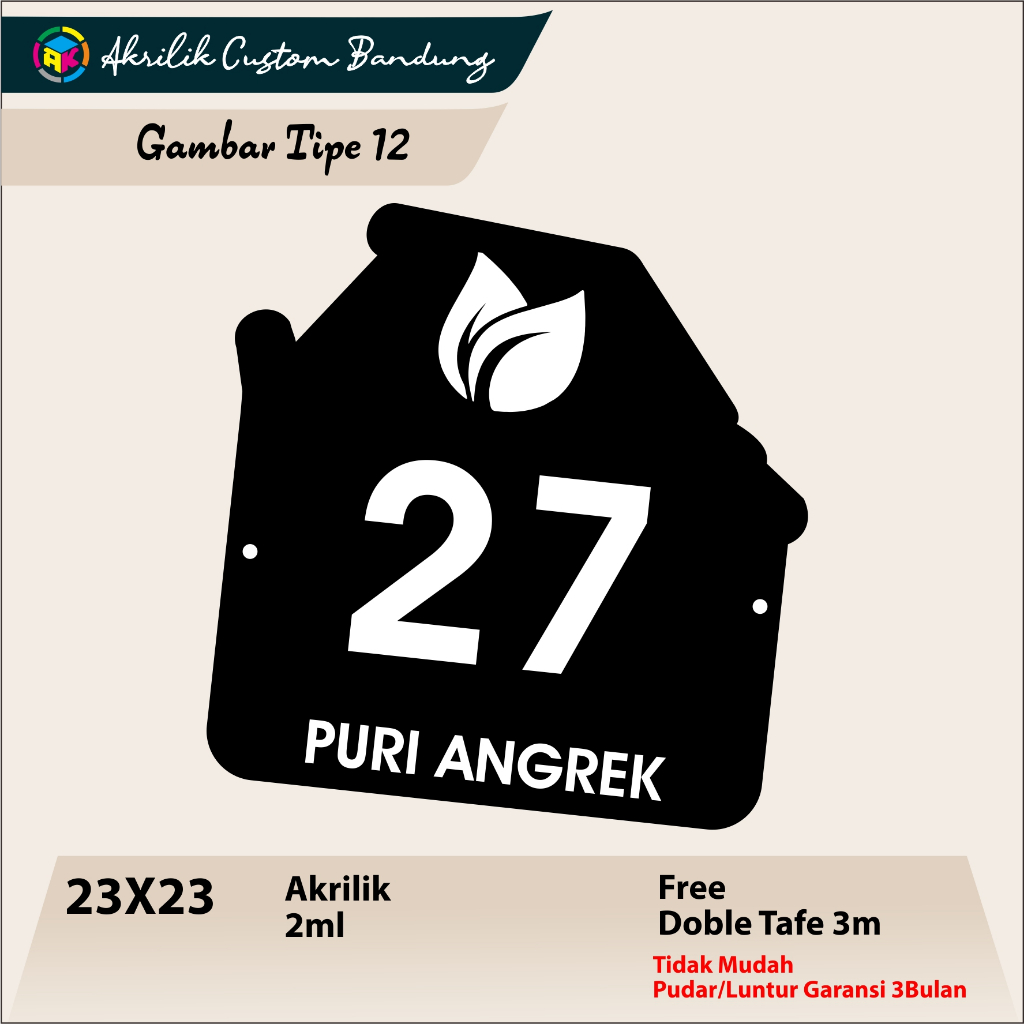 

AKRILIK NOMER RUMAH TIPE 12 ACRYLIC CUSTOM