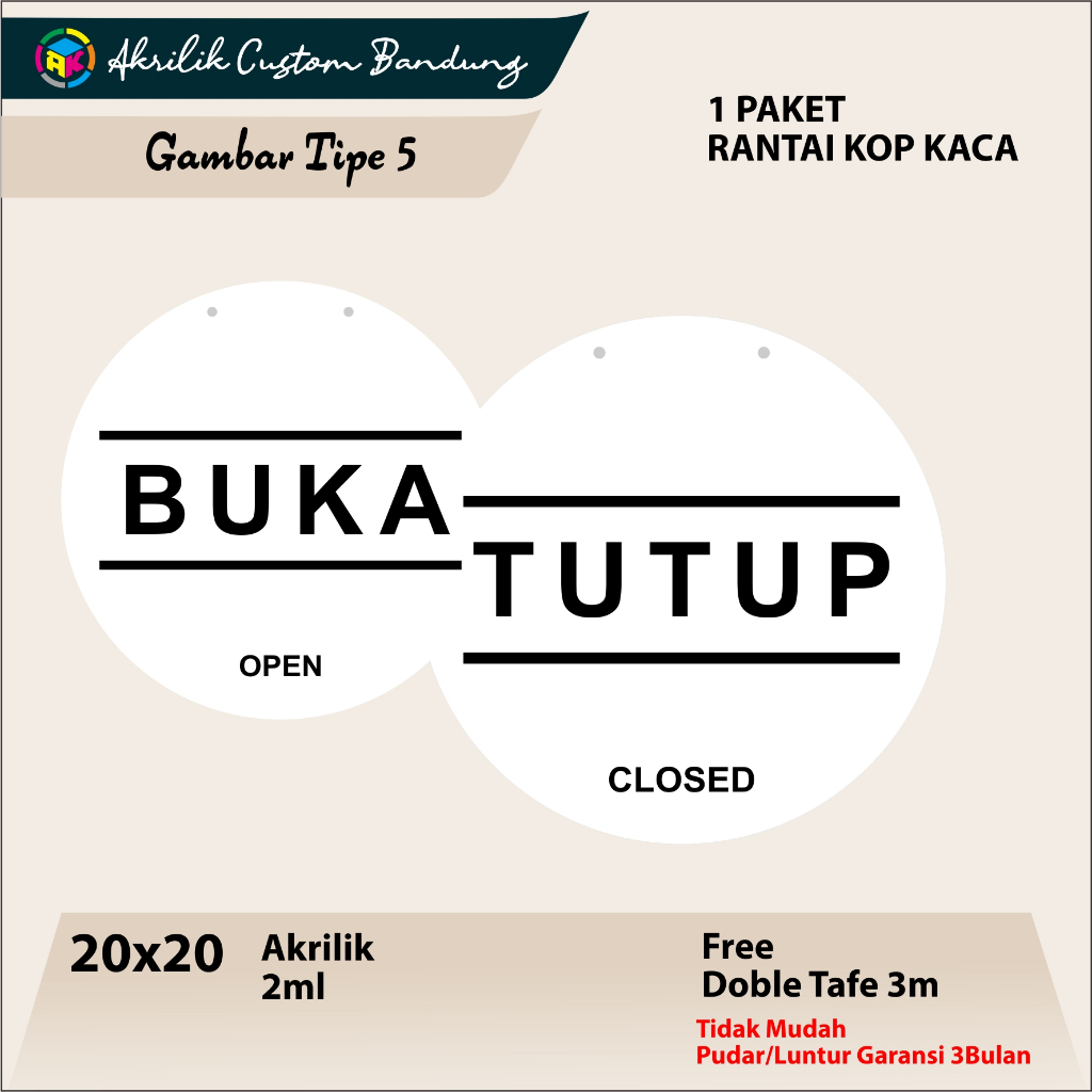 

Akrilik Custom Open Close Bulak Balik Tipe 5 Acrylic Custom Signage