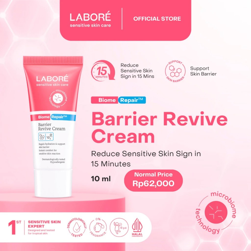 Labore BiomeRepair Barrier Revive Cream Travel Size 10ml - Moisturizer dan Pelembab Wajah Kulit Sens