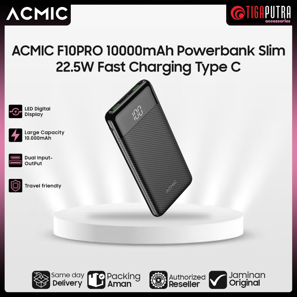 ACMIC F10PRO 10000mAh Powerbank Slim 22.5W Fast Charging Type C