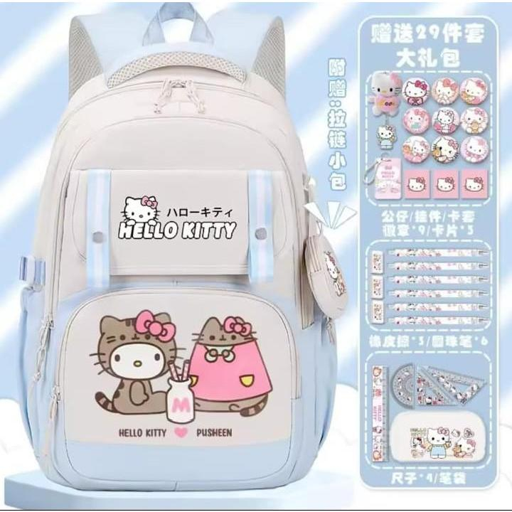 Free Jas Hujan Tas Ransel Wanita Motif Bunga Korean Style Backpack Sekolah Perempuan Stylish