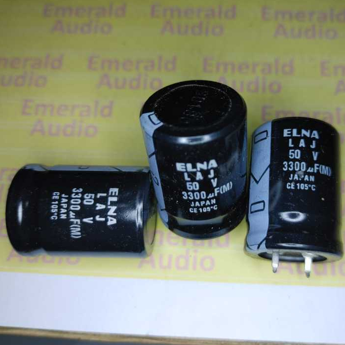 ELCO 3300uF 50 VOLT ELNA  L A J SERIES  LONG LIFE FOR AUDIO ELNA  ELECTROLYTIC CAPASITOR  3300uF  50