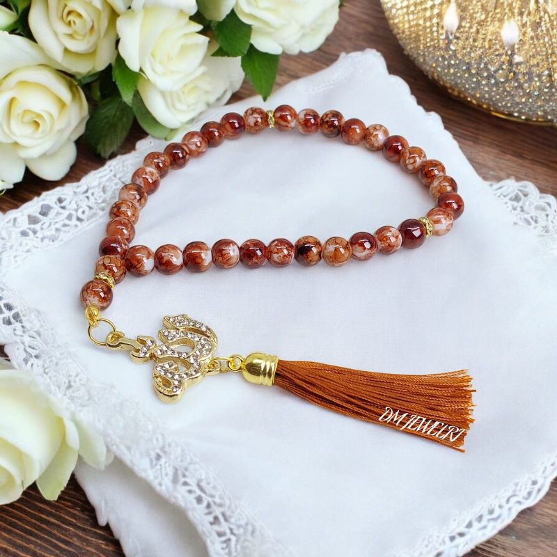 TASBIH BATU PIRUS SYNTETIC + LAFADZ ALLAH 8MM 33 BUTIR MEWAH ELEGAN