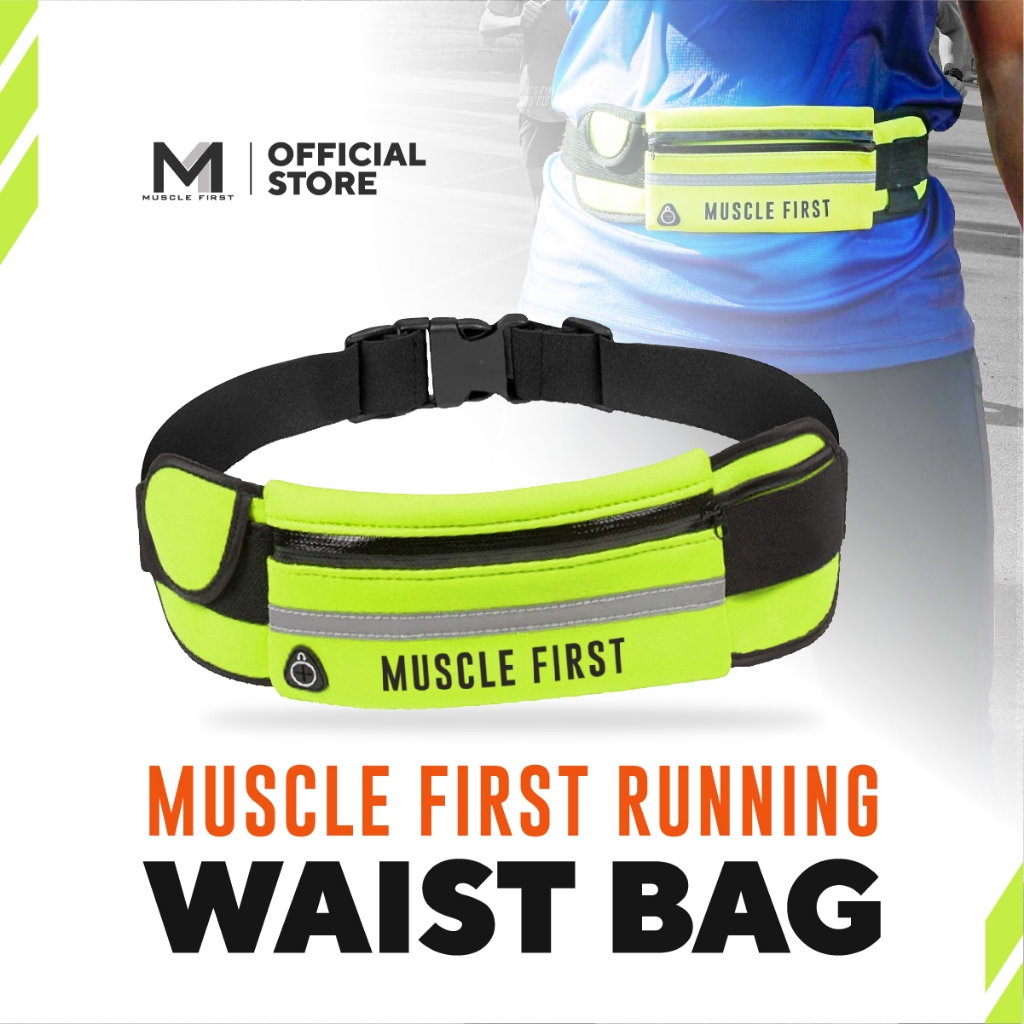 MUSCLE FIRST Waistbag Waterproof Running Belt - Tas Pinggang Olahraga untuk Lari dan Jogging