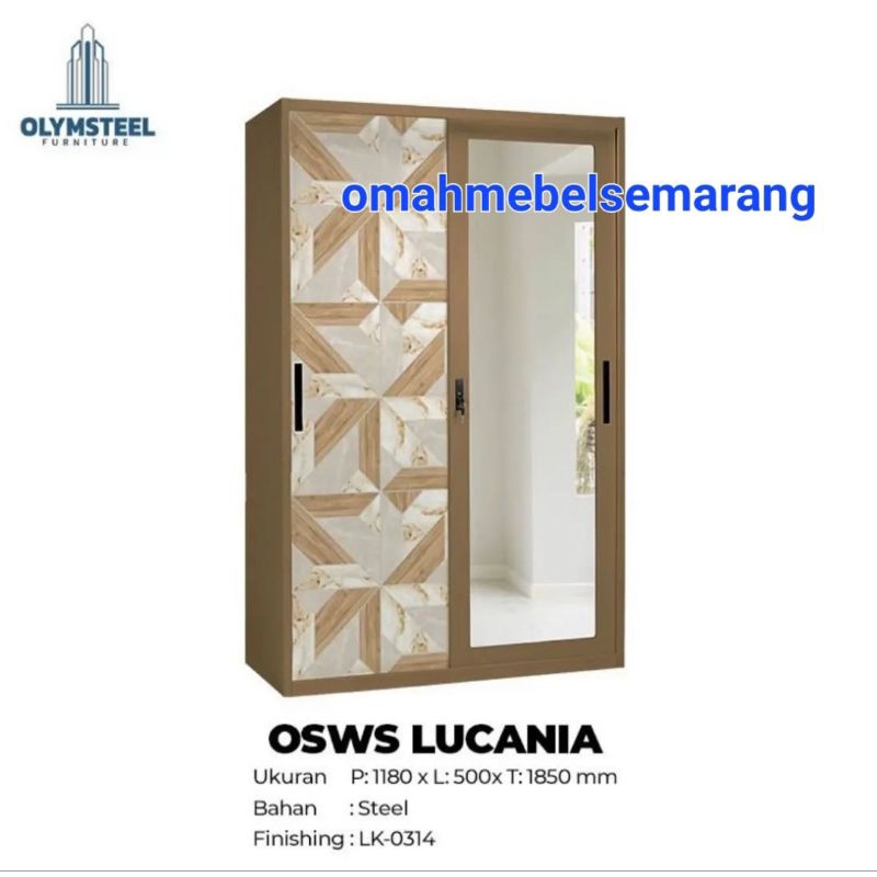 Lemari pakaian pintu sliding geser besi OLYMSTEEL OSWS LUCANIA wardrobe baju sliding door
