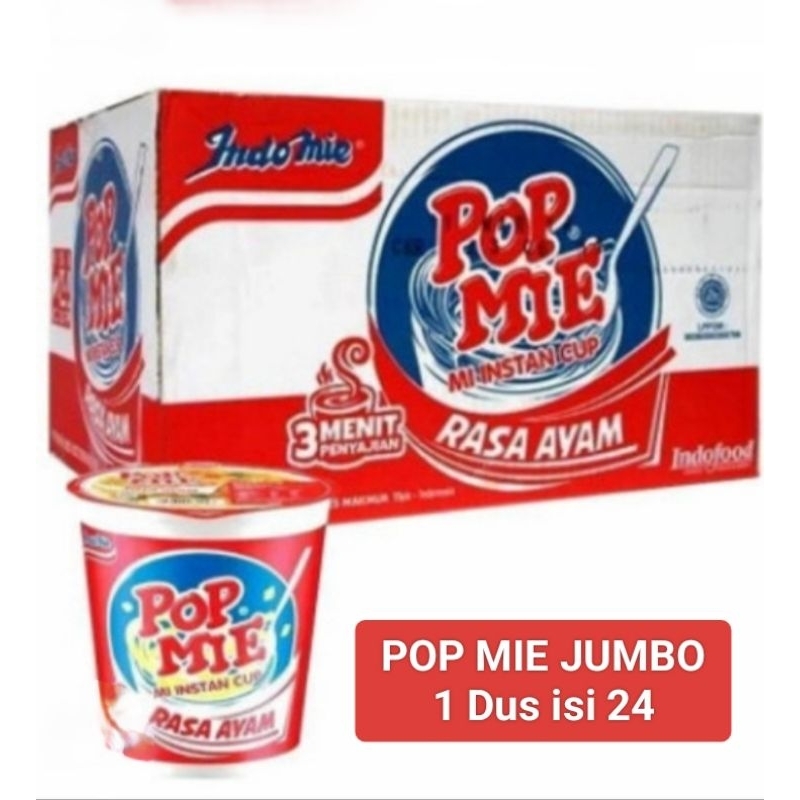 

Pop Mie Jumbo Kuah Rasa Ayam 75 gram 1 Dus isi 24 pcs