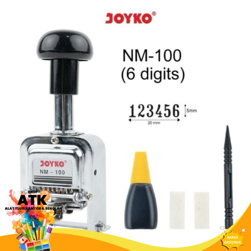 

Joyko Stempel Numbering Machine Angka Otomatis 6 Digit Joyko NM-100 jumlah 2 Box