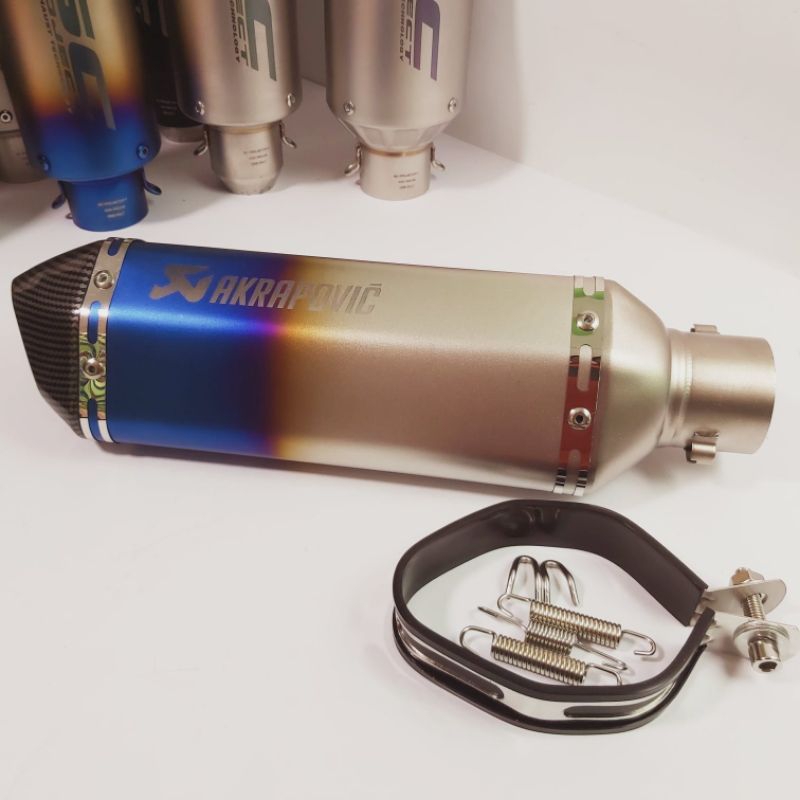Silencer knalpot import taiwan akrapovic hexa blue bisa untuk semua jenis motor anda suara mantap