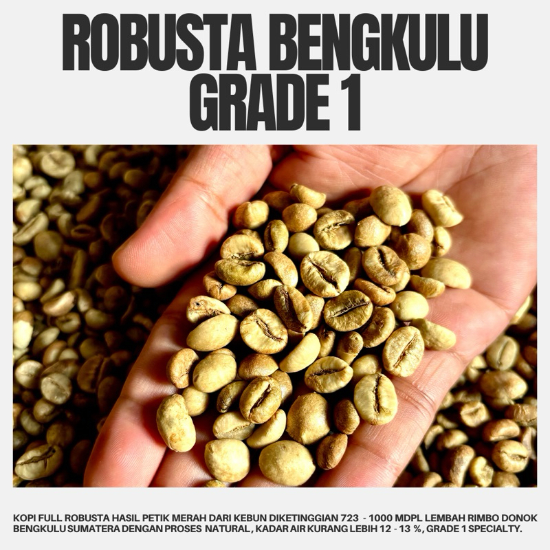 

GREEN BEAN ROBUSTA / KOPI ROBUSTA BENGKULU GRADE 1 - 1 KG NATURAL PROSES