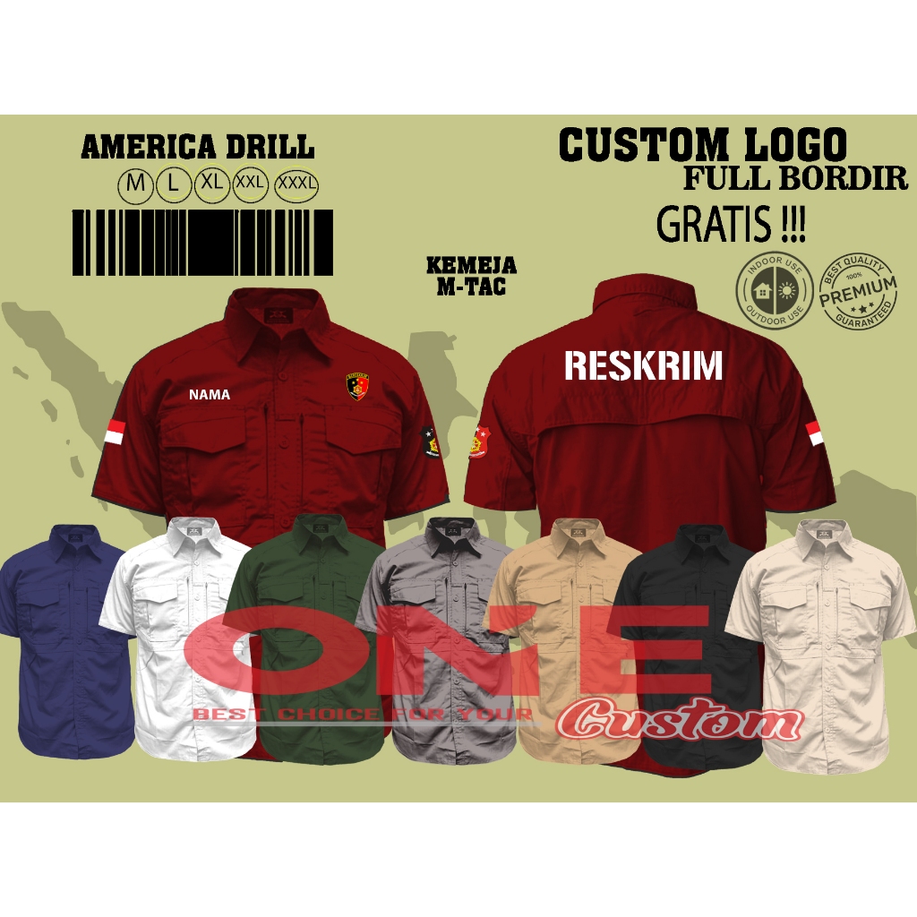 Kemeja M-tac Kemeja Lapangan Kemeja Lengan pendek Custom RESERSE BARESKIM RESKRIM