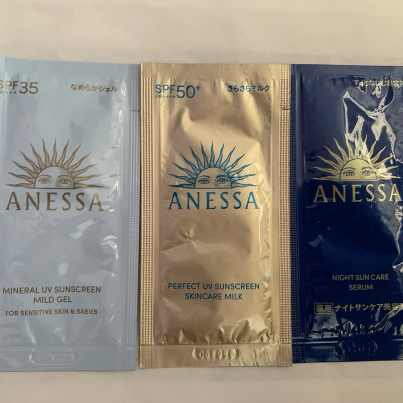 [Sample] ANESSA Muneral UV Sunscreen, Perfect UV Sunscreen & Night Suncare Serum 4ml Original Japan
