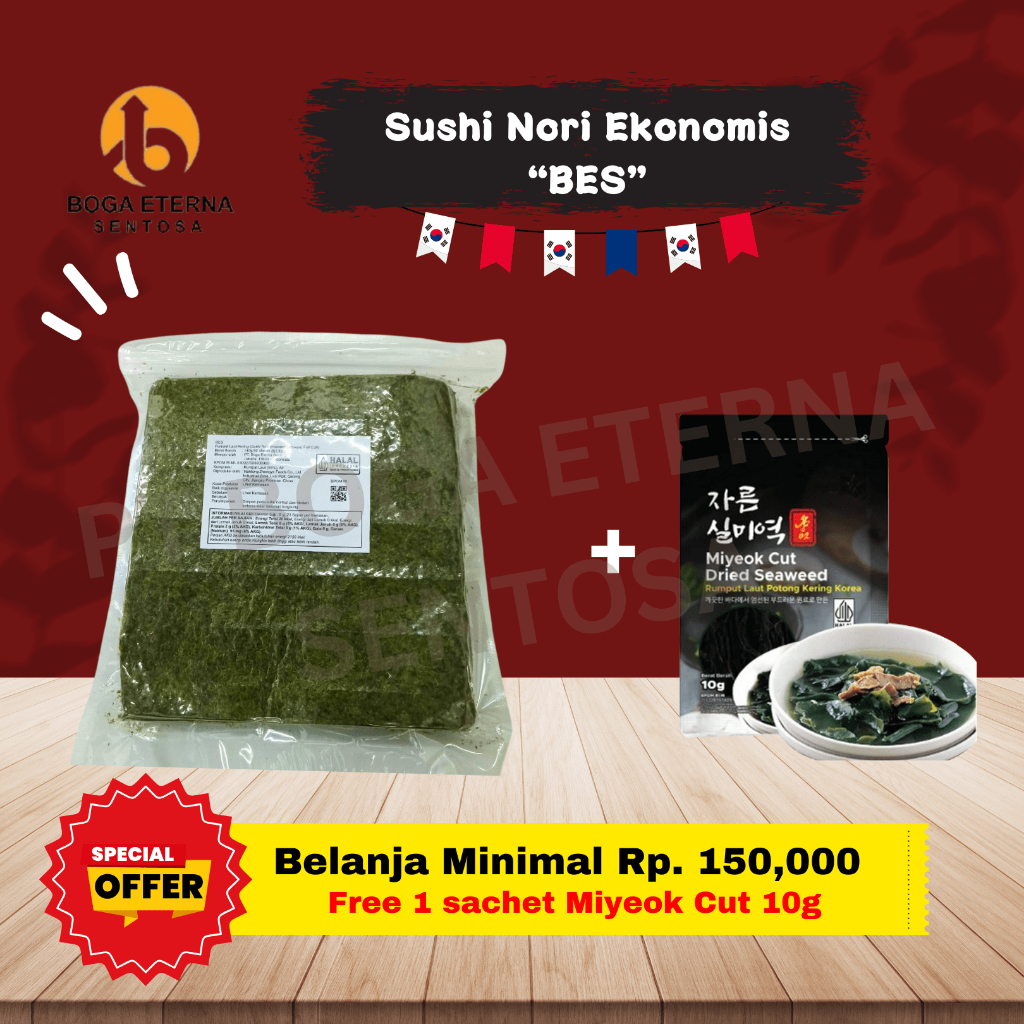 

SUSHI NORI EKONOMIS "BES" ( Rumput Laut untuk Sushi / Gimbap ) (HALAL!) (PROMO!)